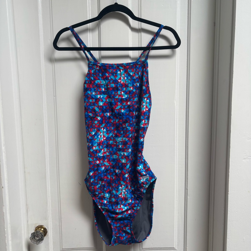 Speedo Women's One Piece - Red and Blue Fracture Pattern - Picture 2 of 8